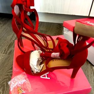 Brand new red ankle strap heels! never worn!